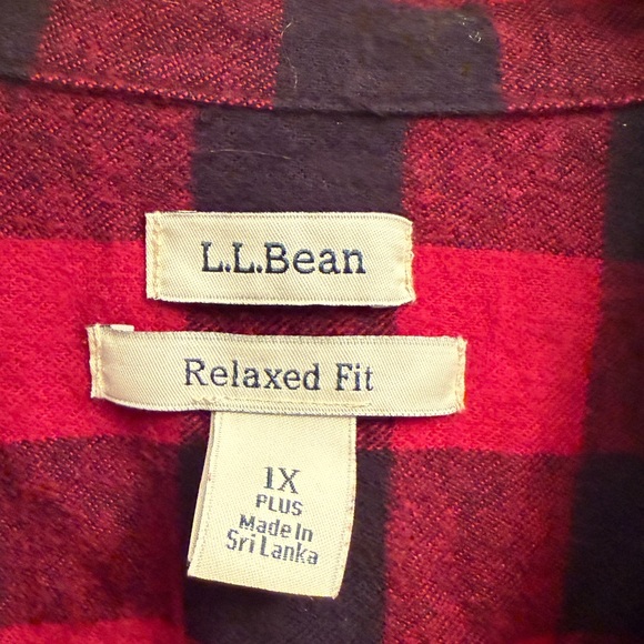 LL Bean Flannel Buffalo Check Red Plaid Shirt Women’s Button Front Size 1X - Picture 6 of 7